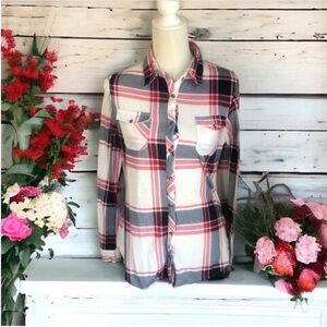 Passport Red, White, and Blue Plaid Button Down